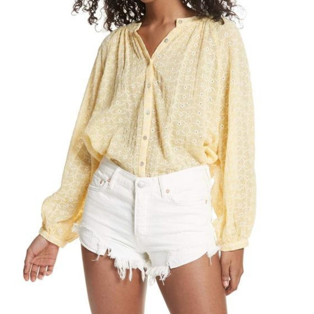 Free People Down From The Clouds Embroidered Top